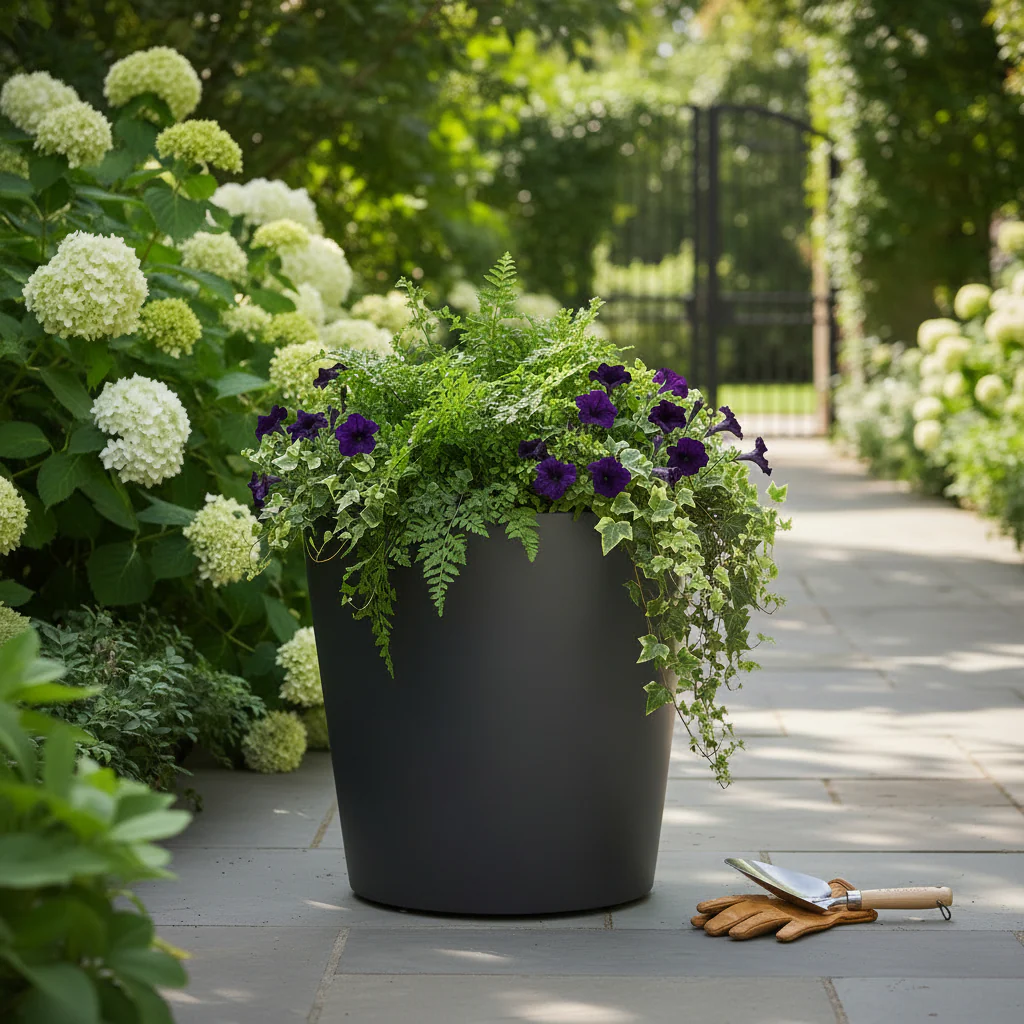 Aluminium round tapered planter