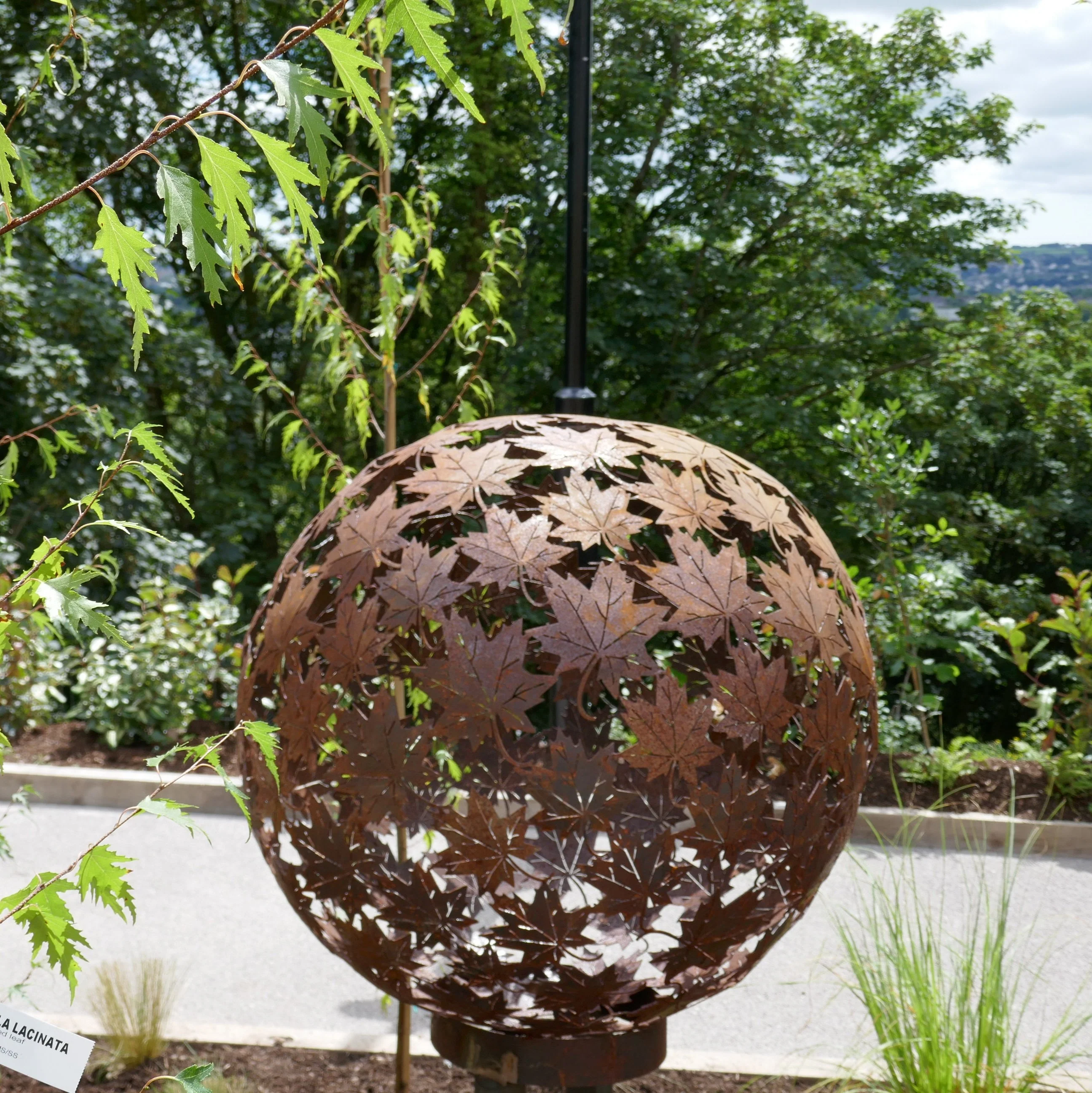 Corten leaf sphere