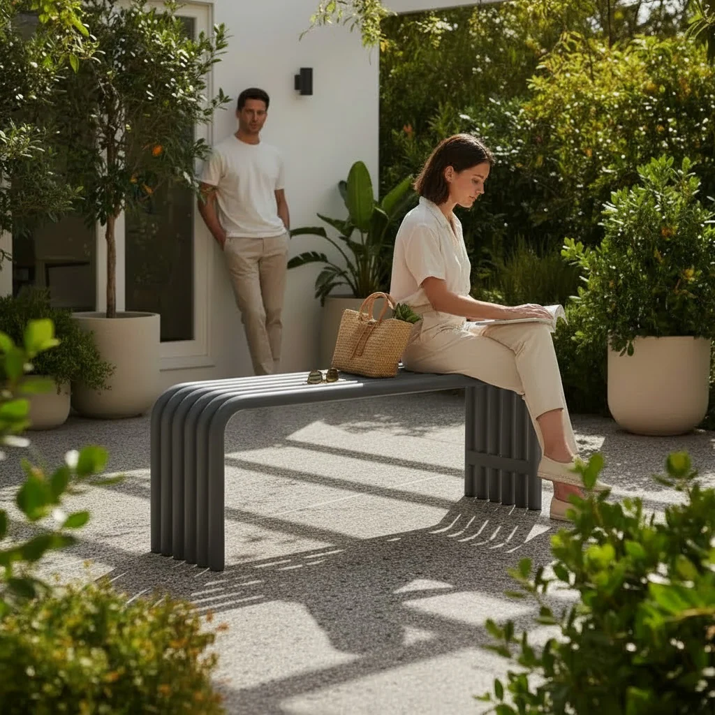 Powder-coated bench
